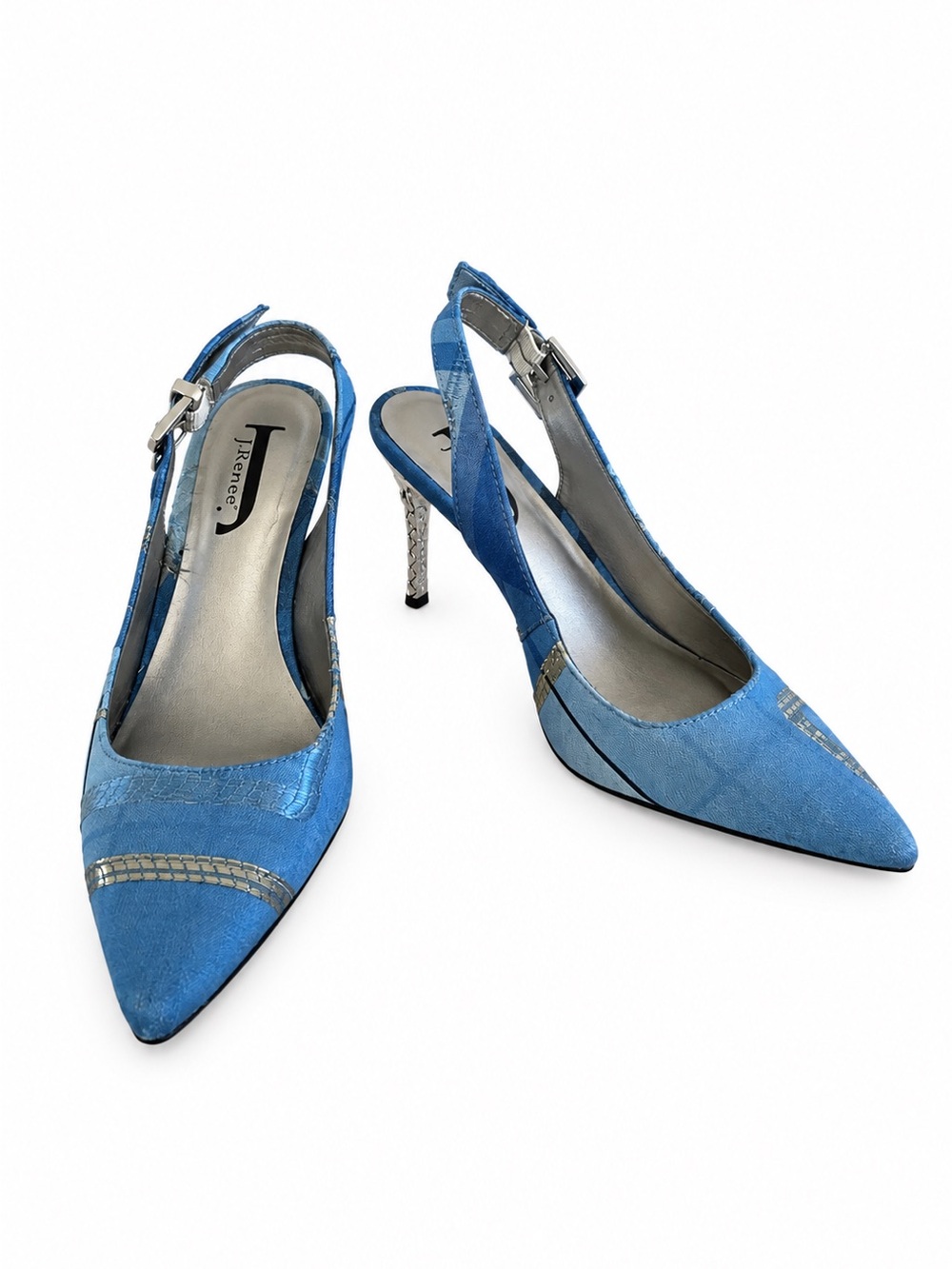 J.Renee Blue Plaid Slingback Pointed Heels Size 5